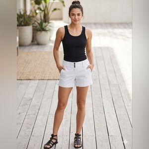 White House Black Market White/Black Pinstripe Tailored Shorts